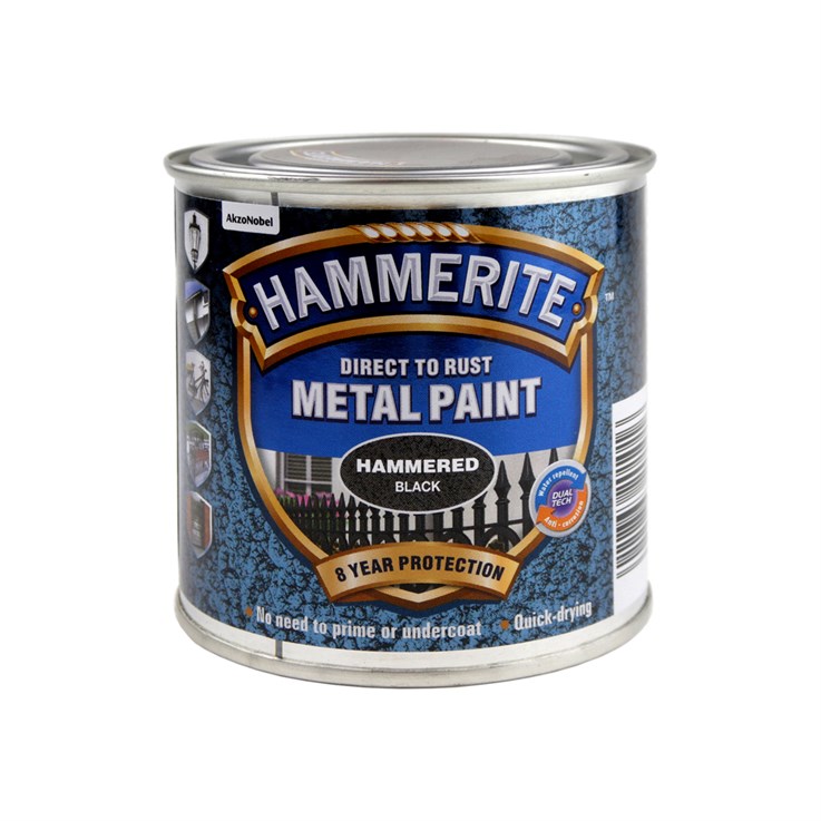 Hammerite Metal Paint Hammered Finish Black 250ml